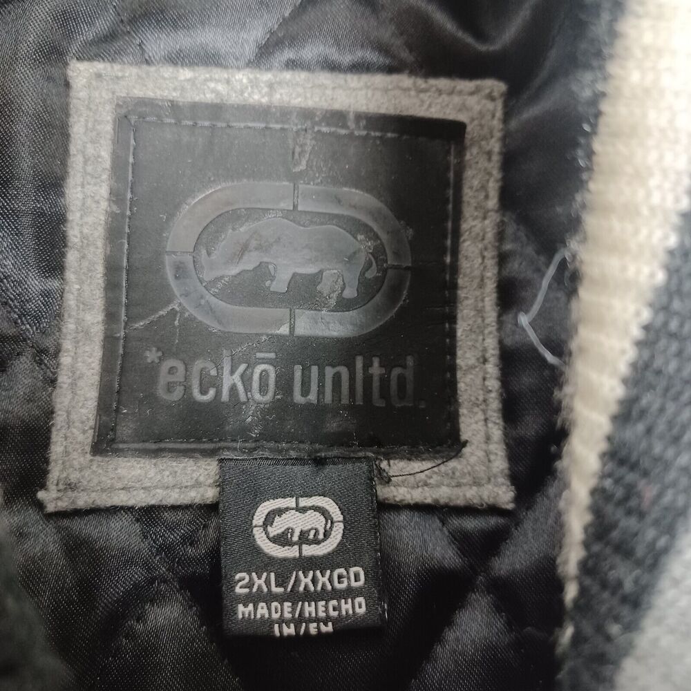 Vintage Ecko Varsity Jacket Mens XXL Gray Leather Sleeves Large Back Logo 72 Y2K - Picture 4 of 16